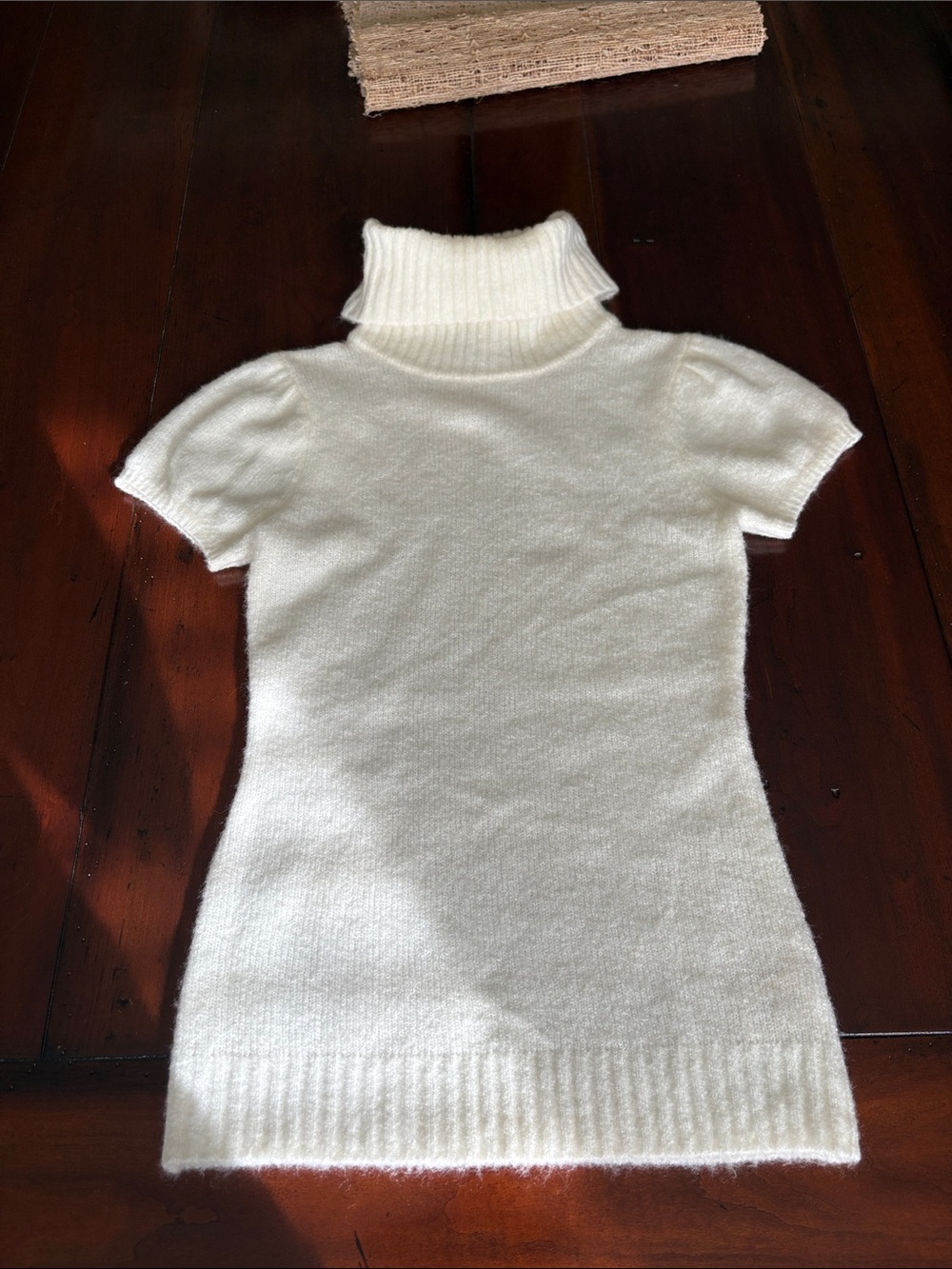 Love Rocks Cream Short-Sleeve Turtleneck Sweater